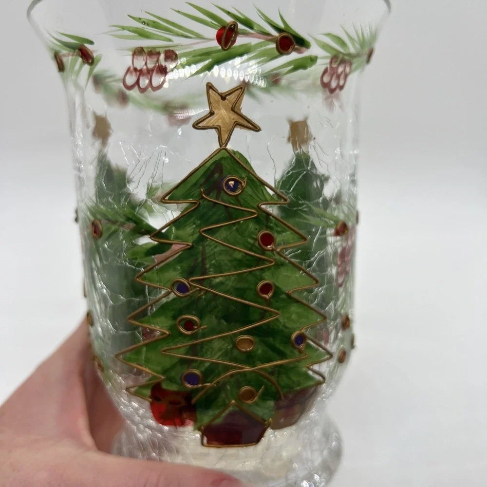 Fifth Avenue‎ Crystal Christmas Tree Hurricane Tea Light Pillar Candle Holder 6